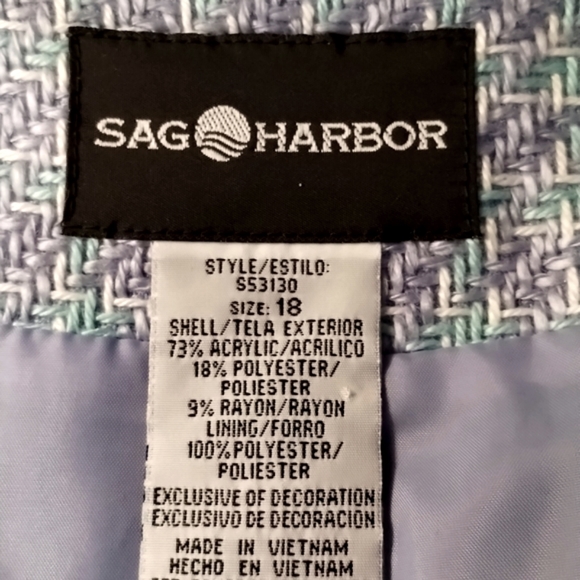 Blazer Size 18 SAG HARBOR Turn Lock Closure  Quarter Sleeve Pastels Plus Size - Picture 3 of 15